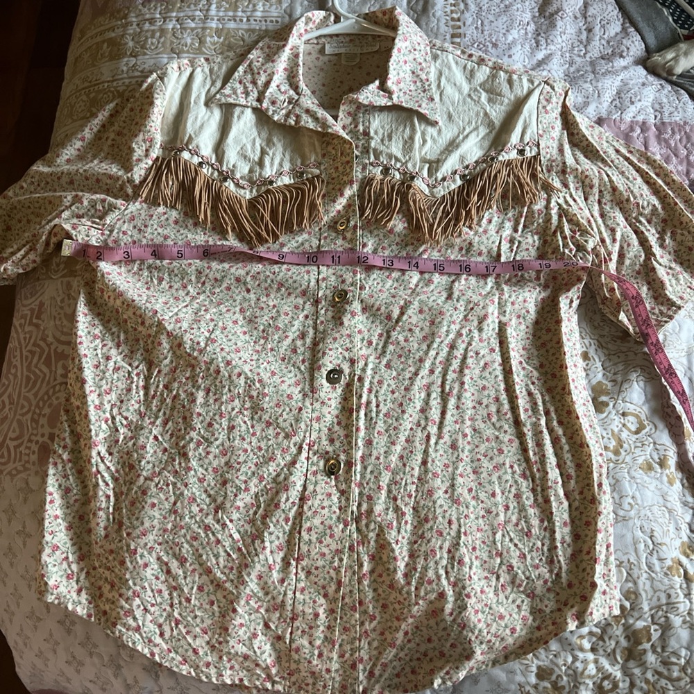 Floral Western Fringe Button-Up Shirt